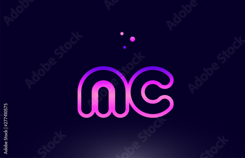 mc m c pink blue alphabet letter combination logo icon design