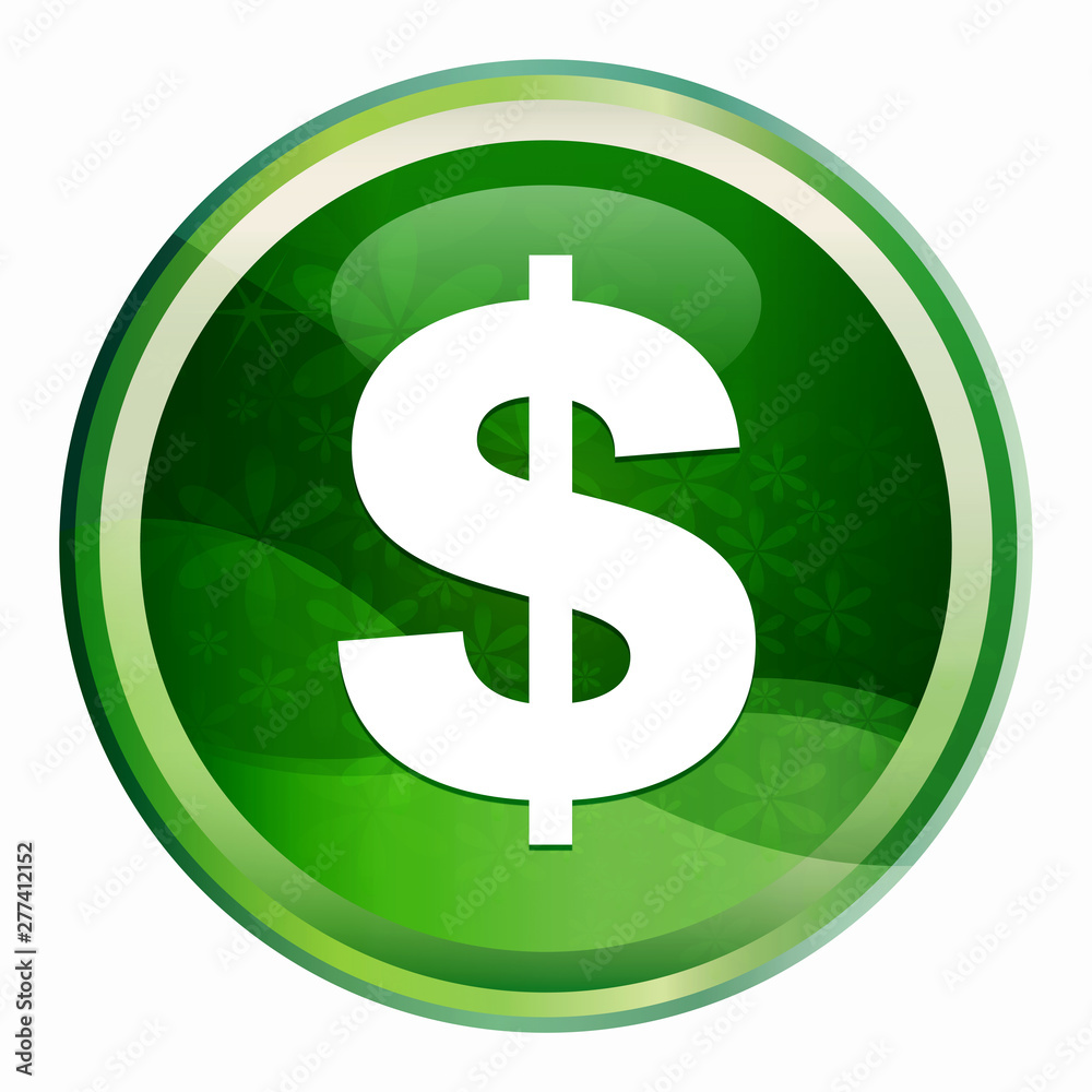 Dollar sign icon Natural Green Round Button