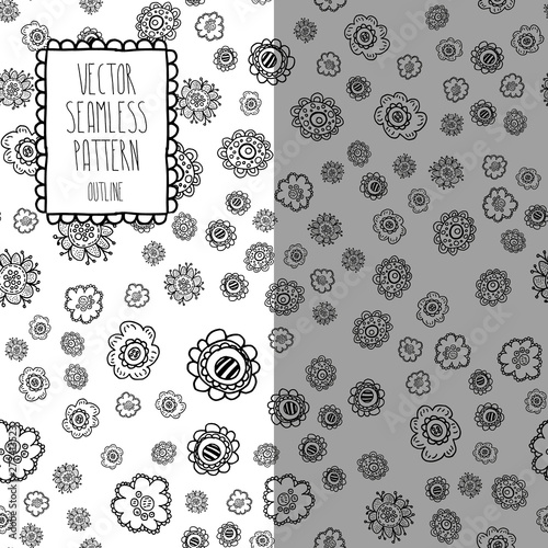Vector design. Customised color seamless pattern with doodle flowers. For covers, printing on fabric.