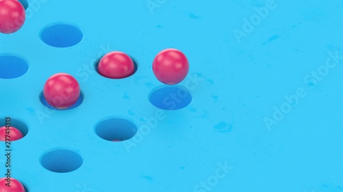 Pink spheres on blue background. Abstract motion design loop animation. vaporwave