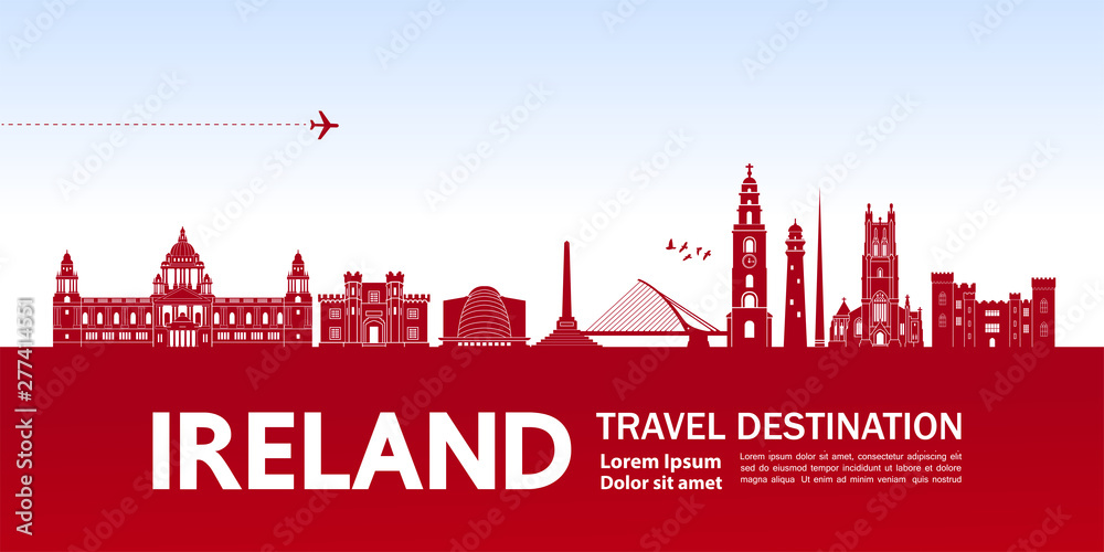 Ireland travel destination grand vector illustration.