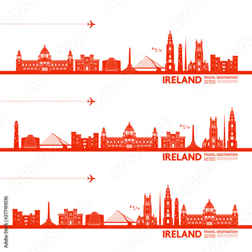 Ireland travel destination grand vector illustration.