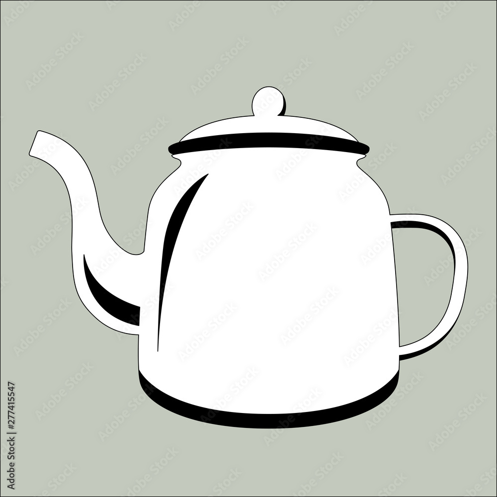 white teapot, vector illustration, lining draw,front white teapot, vector illustration, lining draw,front