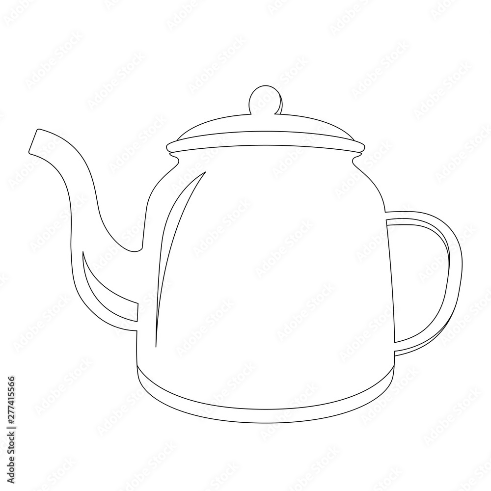 teapot, vector illustration, lining draw,front teapot, vector illustration, lining draw,front