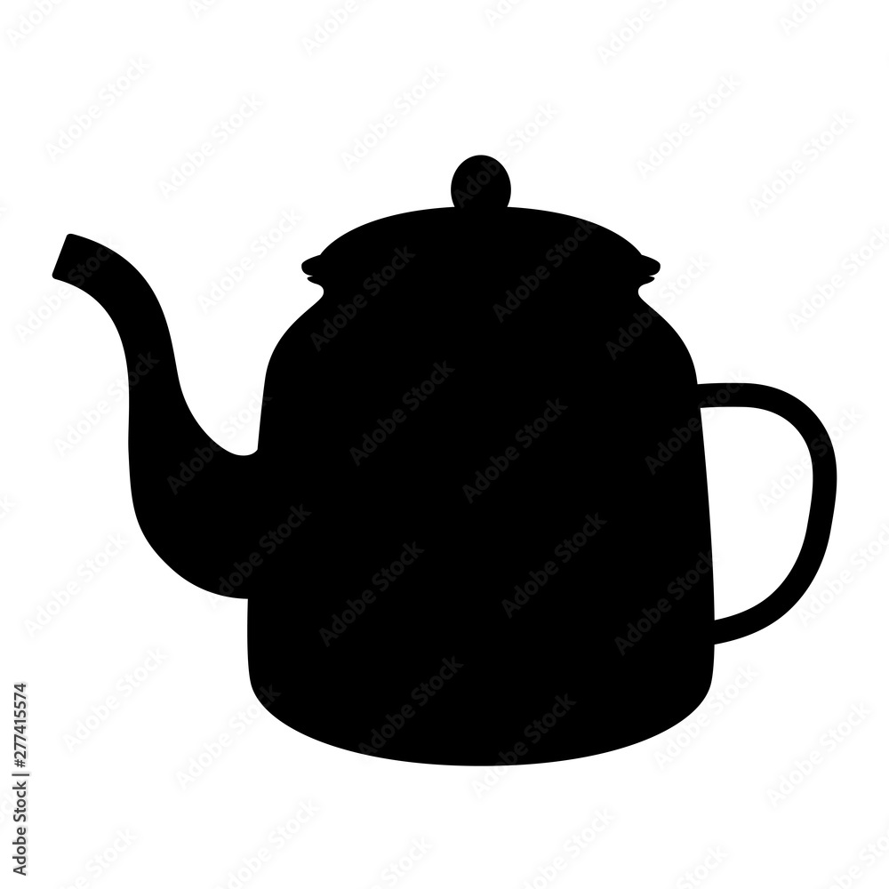 Obraz premium teapot, vector illustration, black silhouette,front