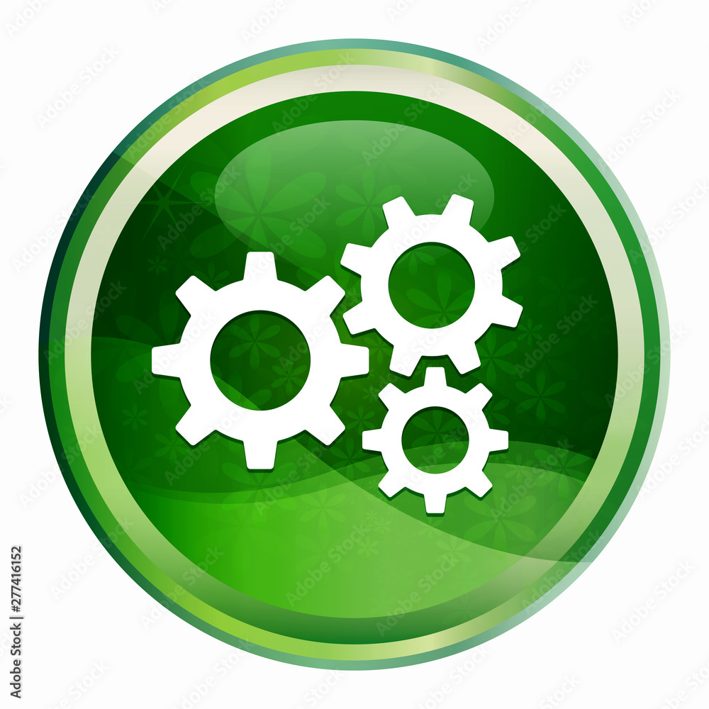 Settings gears icon Natural Green Round Button Settings gears icon Natural Green Round Button