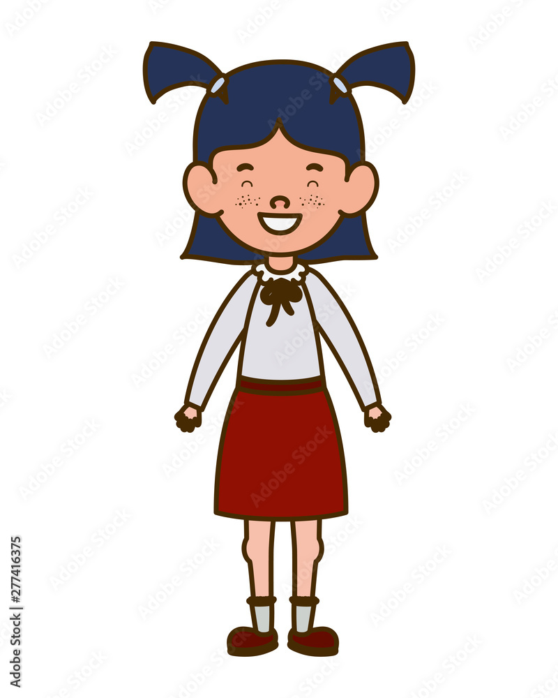 student girl standing smiling on white background student girl standing smiling on white background