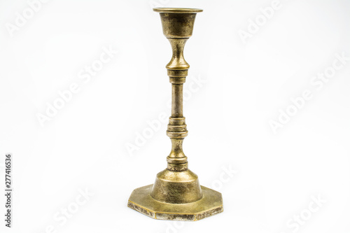 Cuadro en lienzo Retro candlestick made of bronze isolated on a white background.
