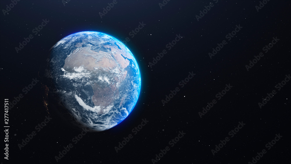 Earth planet with clouds in space. 3d illustration background with place for text
