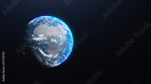 Earth planet with clouds in space. 3d illustration background with place for text