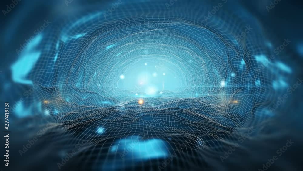 Abstract futuristic 3D speed tunnel warp