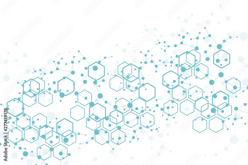 Science network pattern, connecting lines and dots. Technology hexagons structure or molecular connect elements. Science network pattern, connecting lines and dots. Technology hexagons structure or molecular connect elements.