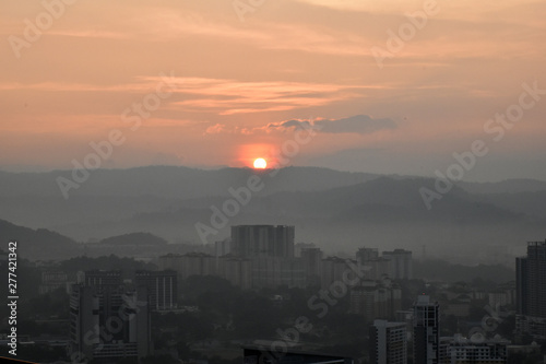 Photography Sun rise over the hills of Kuala Lumpur