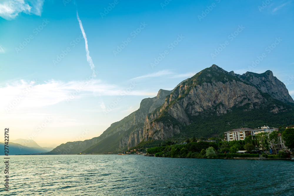 Fototapeta premium Lake Como surrounded by mountains over Lecco city, Lombardy, Italy
