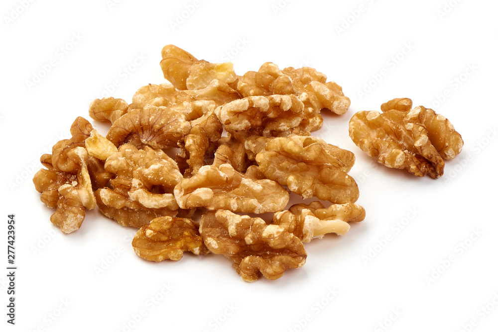 Walnut kernel, Nuts, close-up, isolated on white background Walnut kernel, Nuts, close-up, isolated on white background