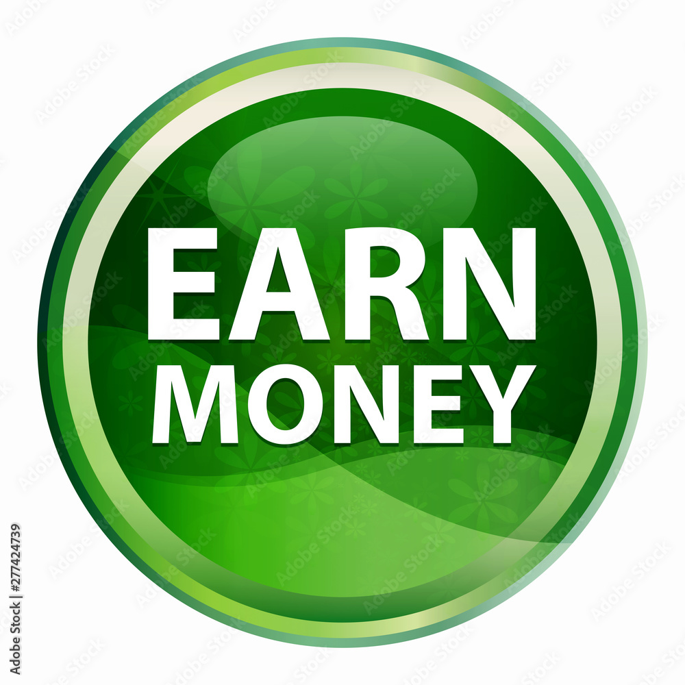 Earn Money Natural Green Round Button Earn Money Natural Green Round Button