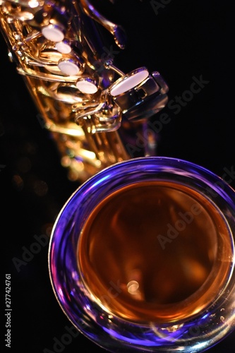 Close-Up Of Musical Instrument Over Black Background