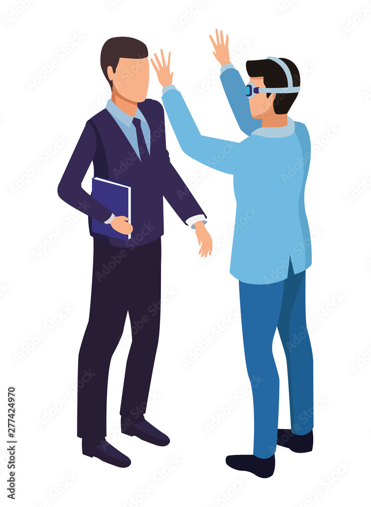 Businessmen using virtual reality technology for business Businessmen using virtual reality technology for business