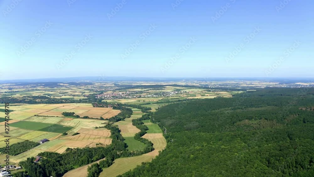Aerial view, Flight over Agricultural areas, Meadows, forests. Hesse, Germany Aerial view, Flight over Agricultural areas, Meadows, forests. Hesse, Germany