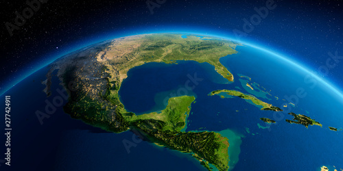Fotografie Detailed Earth. North America. Gulf of Mexico