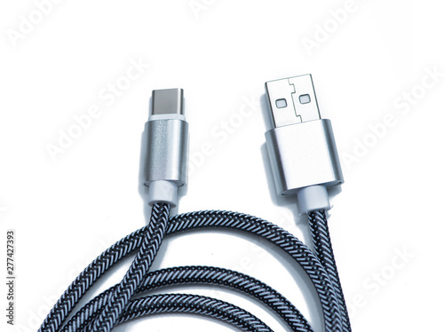 Silver braided cable photo