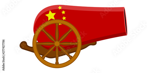 Isolated cannon weapon with the flag of China - Vector