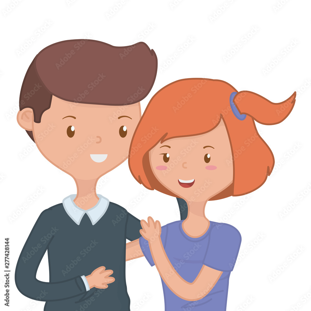 Teenager boy and girl cartoon design Teenager boy and girl cartoon design