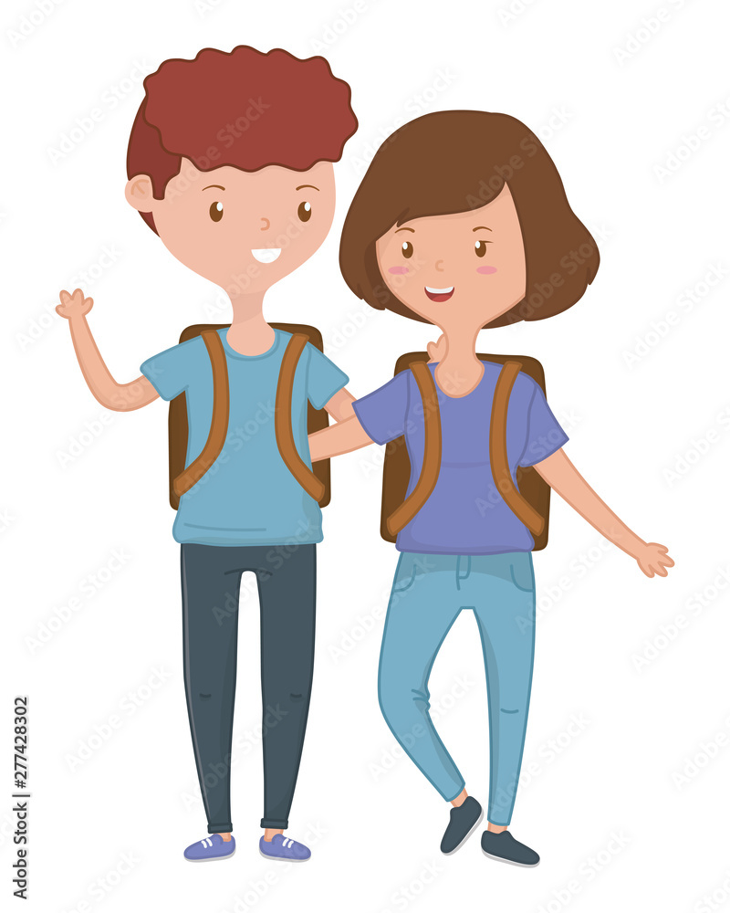 Teenager boy and girl cartoon design Teenager boy and girl cartoon design