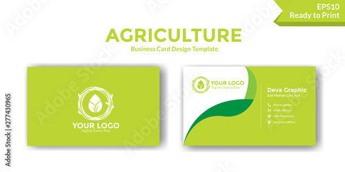 Green agriculture business card design template