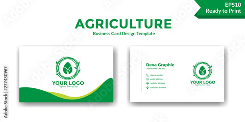 Simple green agriculture nature business card design template
