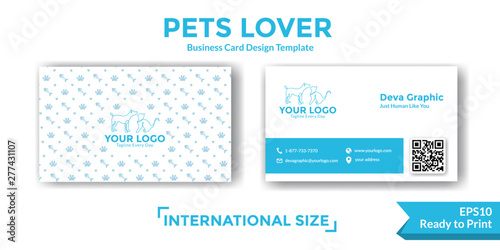 Pets lover cat dog business card design template