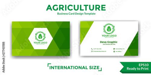 Abstract green business card modern design template