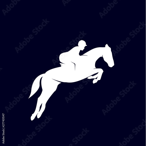 Horse racing jumping run fast logo vector icon illustration