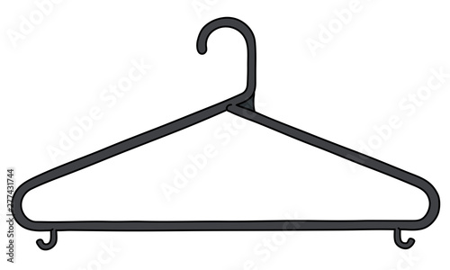 The vectorized hand drawing of a simple black plastic hanger