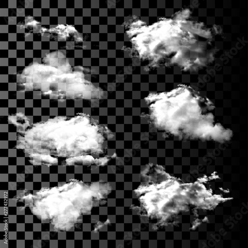 Set of Realistic and Transparent, isolated clouds