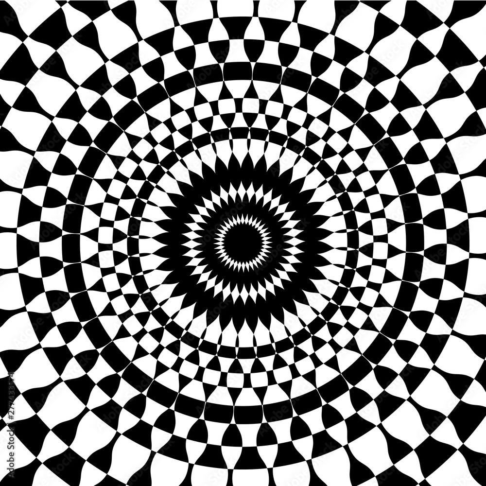 Abstract black and white circular pattern. Geometric pattern with ...