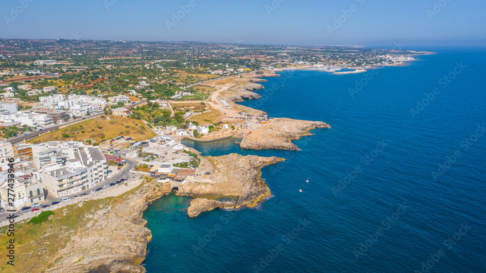 Aerial View panorama of town Polignano a Mare