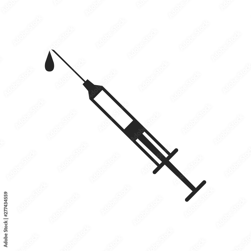Fototapeta premium Syringe icon in black and white. Medical vector illustration.