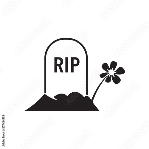 Tomb stone icon in single color. Monument dead Halloween spooky