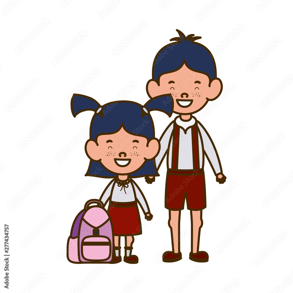 couple students standing smiling on white background couple students standing smiling on white background