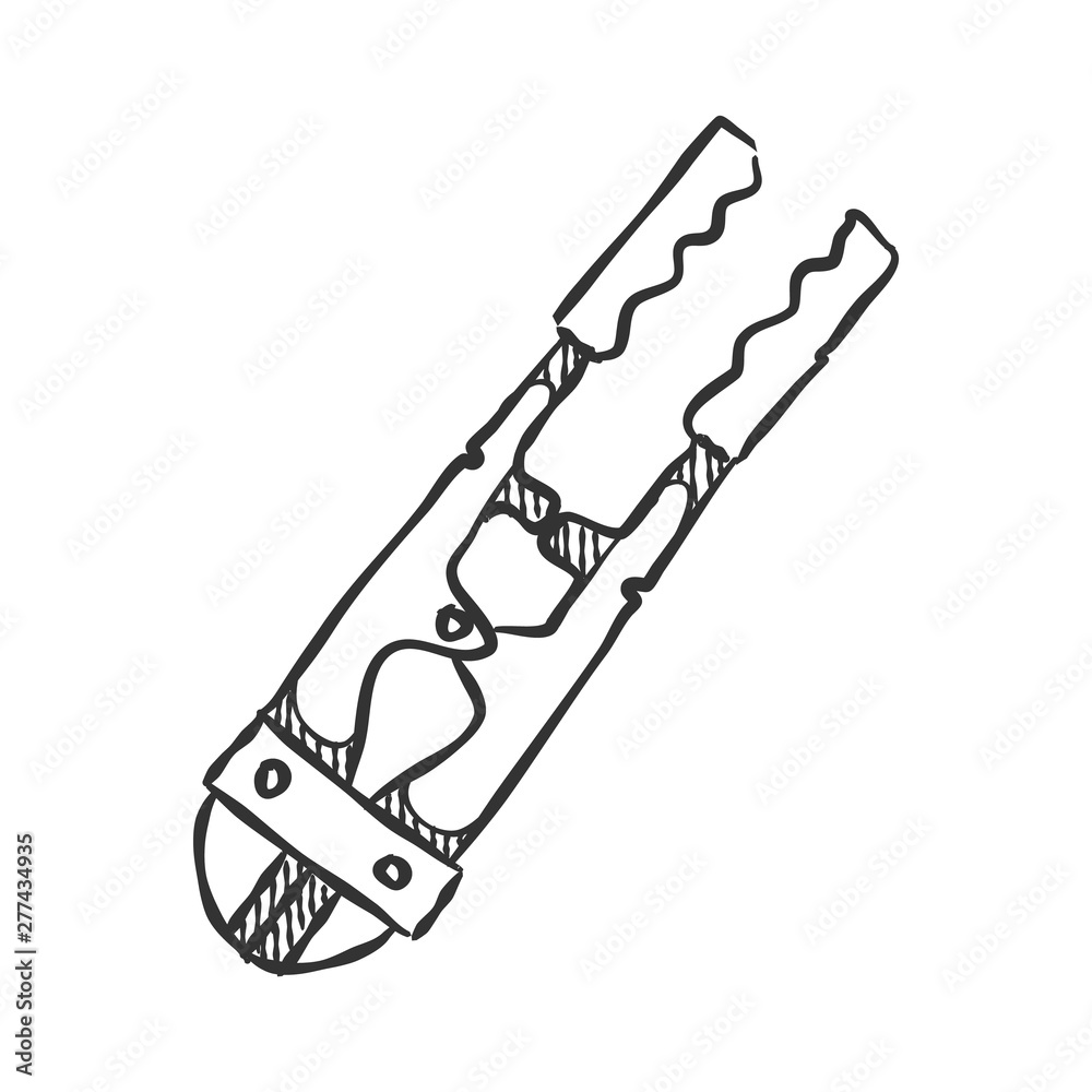 Wire cutter icon in sketch style. Vector illustration.