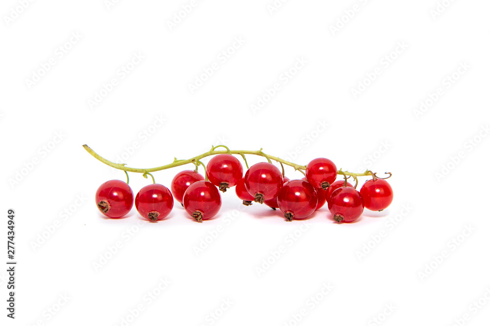 Red currant isolated on a white background. Food concept. Eating fruit, providing vitamins to the body. Leading a healthy lifestyle, eating fruits.