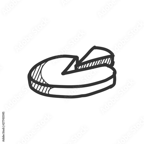 Pie chart icon in sketch style. Business symbol. Hand drawn vector illustration.