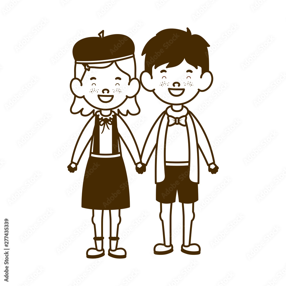 silhouette of couple of students standing on white background silhouette of couple of students standing on white background