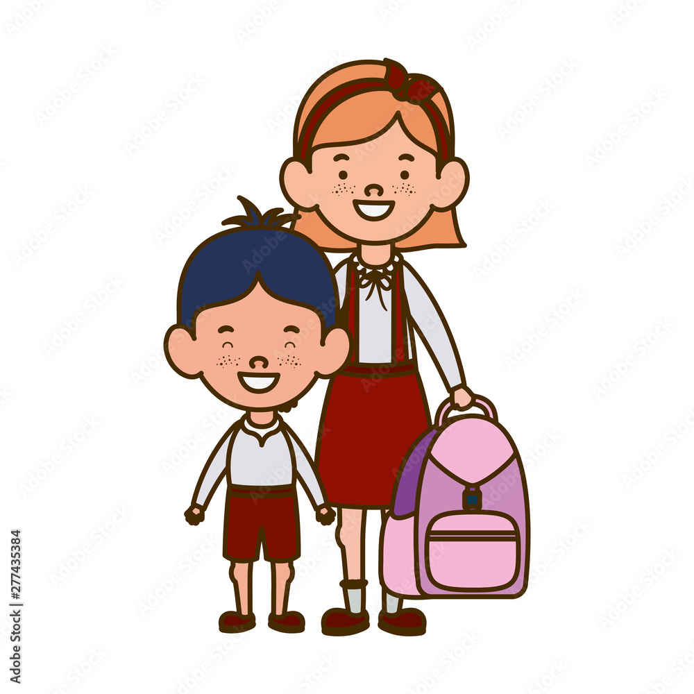 couple students standing smiling on white background couple students standing smiling on white background