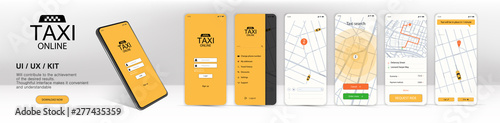 Valokuvatapetti Call a taxi online, mobile application