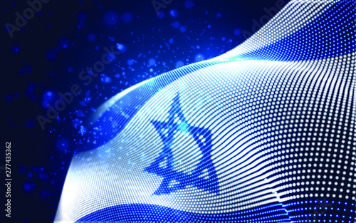 Vector bright glowing country flag of abstract dots. Israel