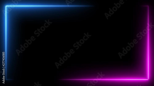 Wallpaper Mural Blue and pink neon light beams circling around in a frame. Fluorescent lamp frame. Animation with copy space. Seamless animation loop. Torontodigital.ca