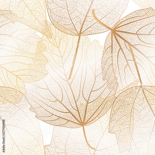 Seamless pattern with leaves hibiscus.Vector illustration.