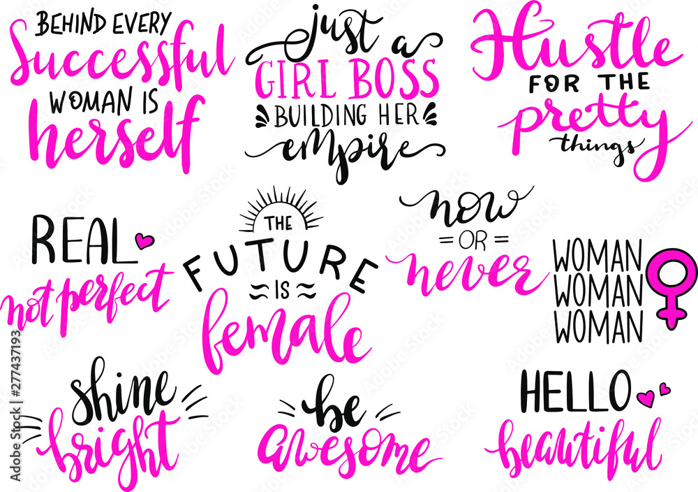 Set of Girl quotes decoration for T-shirt